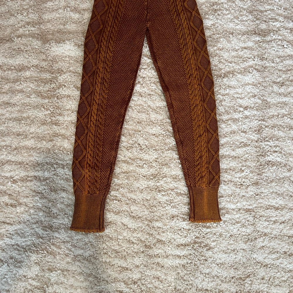 Brown Cable Knit Women's Leggings